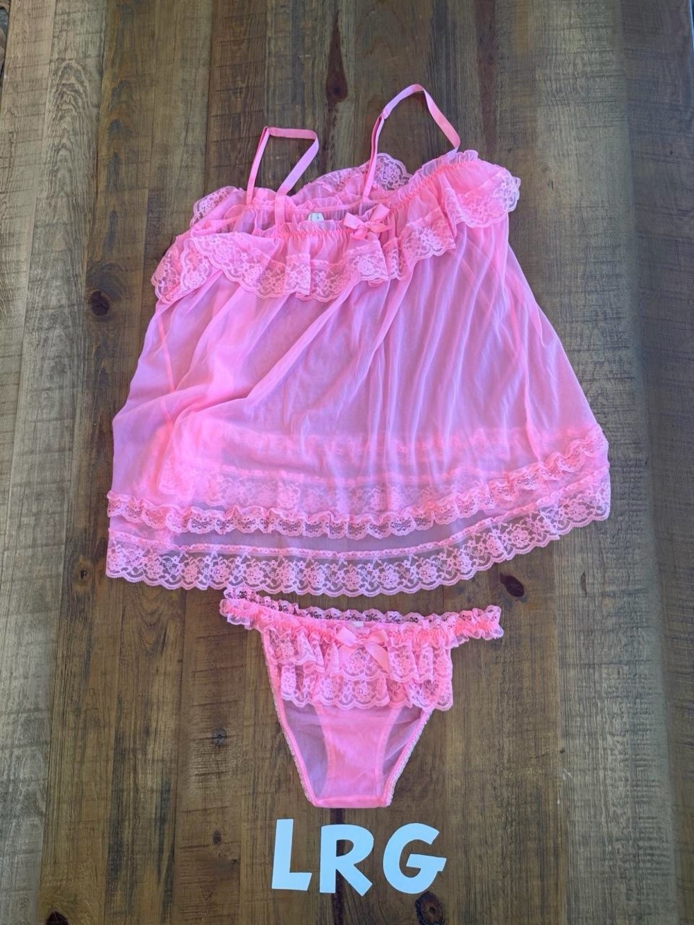 Victoria's Secret Babydoll ruffle sheet in bubblegum lingerie set, size large